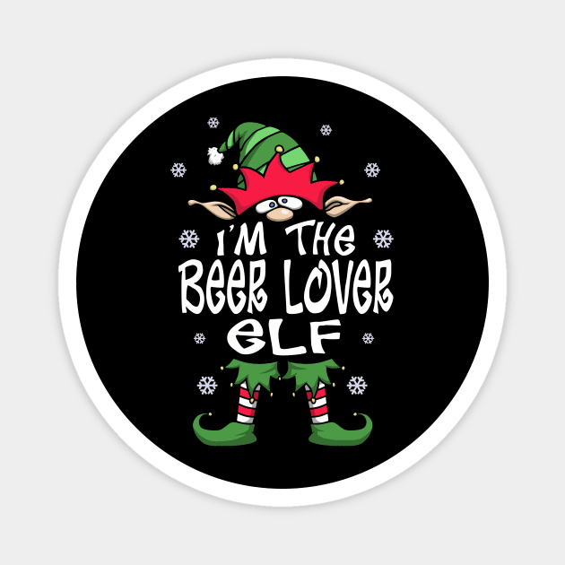 I’m The Beer Lover Elf, Funny Beer Lover Christmas Gift Magnet by FrontalLobe